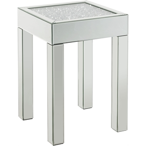 ACME Noralie Square Glass End Table with Square Acrylic Legs in Mirrored