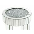 ACME Ornat Round Glass End Table with Tapered Acrylic Leg in Mirrored