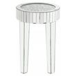 ACME Ornat Round Glass End Table with Tapered Acrylic Leg in Mirrored