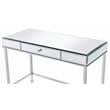 ACME Canine Rectangular Wood Top Writing Desk in Mirrored and Chrome