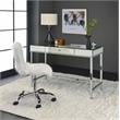 ACME Canine Rectangular Wood Top Writing Desk in Mirrored and Chrome