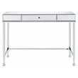 ACME Canine Rectangular Wood Top Writing Desk in Mirrored and Chrome