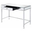 ACME Canine Rectangular Wood Top Writing Desk in Mirrored and Chrome