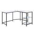 ACME Taurus Built in USB Port Writing Desk in Faux Marble and Black Finish
