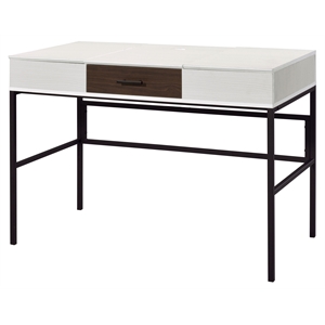 acme verster wooden 1-drawer writing desk with usb port in natural and black