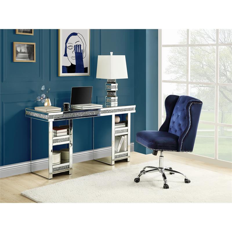 ACME Noralie Rectangular 4-Shelf Writing Desk in Clear and Mirrored