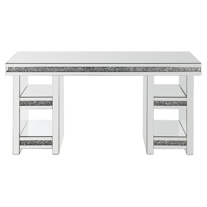 ACME Noralie Rectangular 4-Shelf Writing Desk in Clear and Mirrored