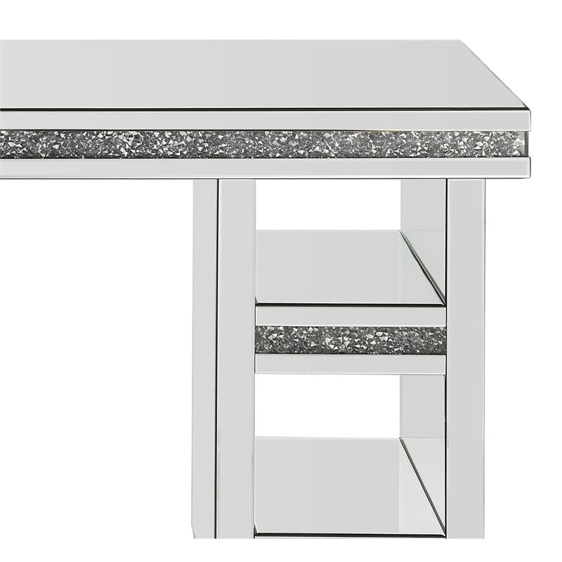 ACME Noralie Rectangular 4-Shelf Writing Desk in Clear and Mirrored