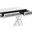 ACME Noralie Wood Frame Rectangular Writing Desk in Mirrored and Faux Diamonds