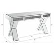 ACME Noralie Wood Frame Rectangular Writing Desk in Mirrored and Faux Diamonds