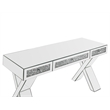ACME Noralie Wood Frame Rectangular Writing Desk in Mirrored and Faux Diamonds