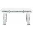 ACME Noralie Wood Frame Rectangular Writing Desk in Mirrored and Faux Diamonds