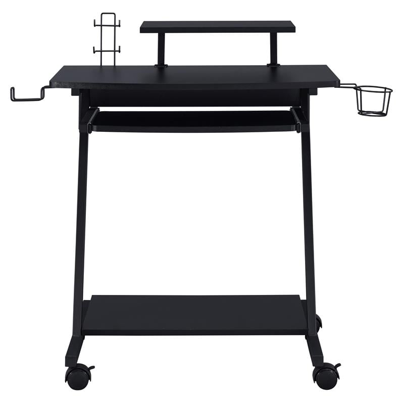 ACME Ordrees Wooden Top Gaming Table with Metal Frame and Casters in Black
