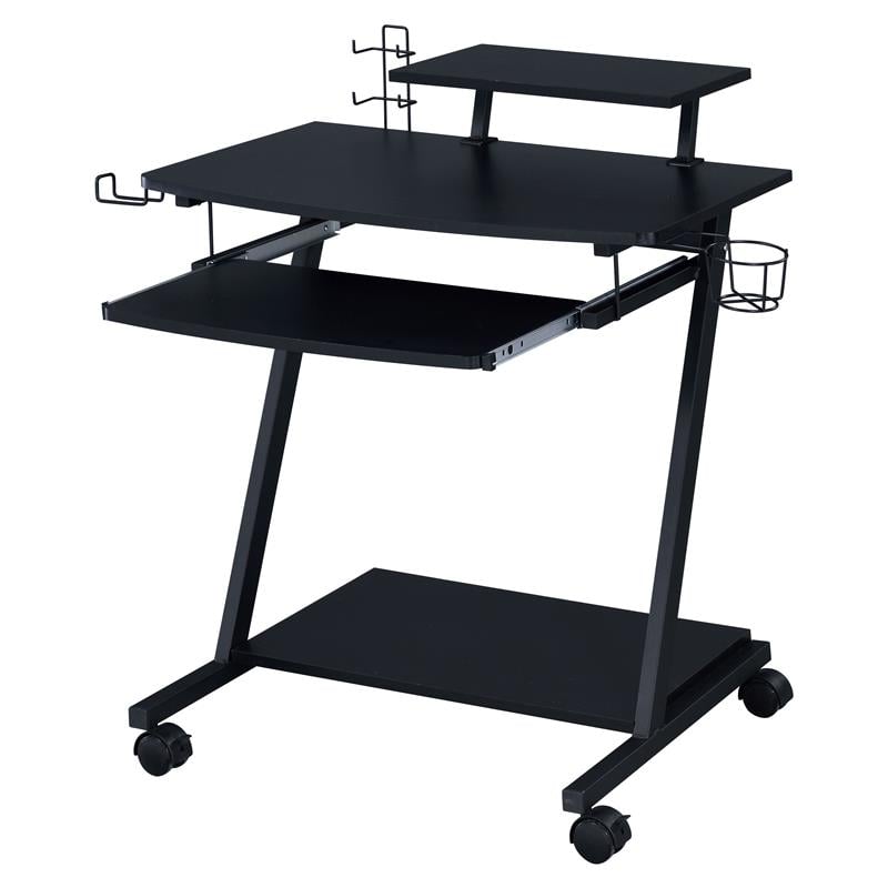 ACME Ordrees Wooden Top Gaming Table with Metal Frame and Casters in Black