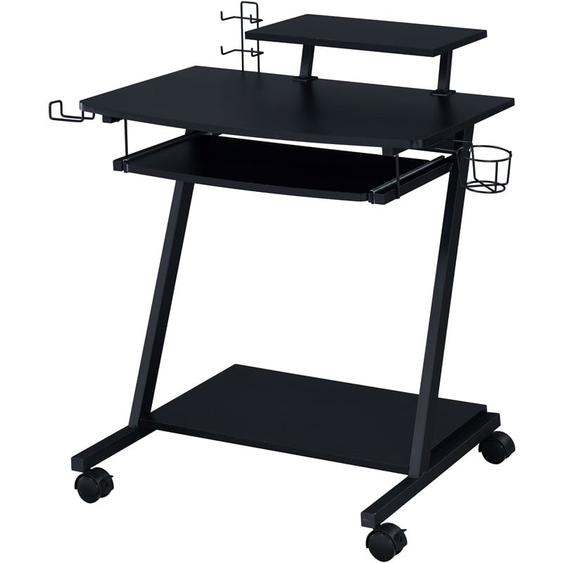 ACME Ordrees Wooden Top Gaming Table with Metal Frame and Casters in Black