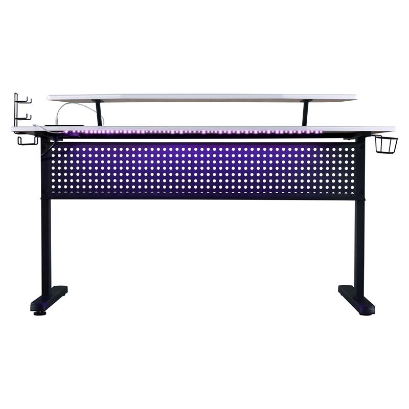 ACME Vildre Wooden Top Gaming Table with USB Port in Black and White