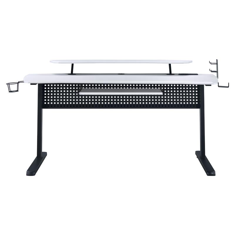 ACME Vildre Wooden Top Gaming Table with USB Port in Black and White
