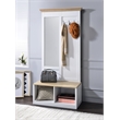 ACME Melati Wooden Fame Hall Tree with 2 Compartments in Light Oak and White