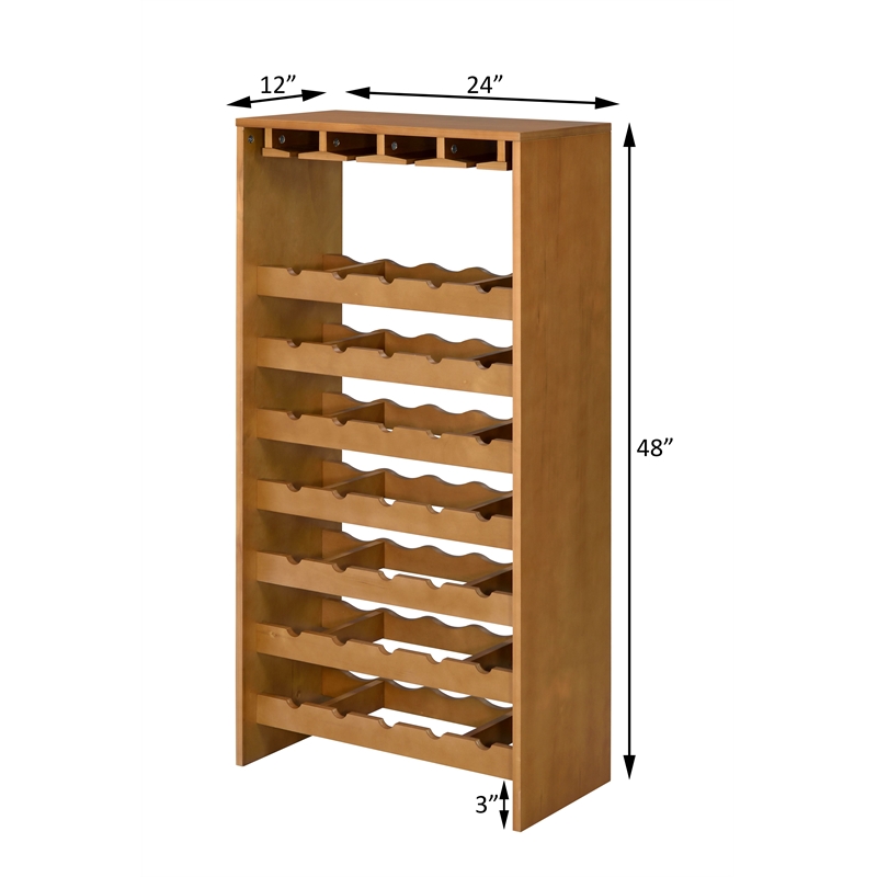 ACME Hanzi Wood 35-Bottle Wine Cabinet with Stemware Rack in Oak