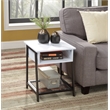 ACME Taurus Rectangle Faux Marble Top Accent Table in White and Black