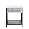 ACME Taurus Rectangle Faux Marble Top Accent Table in White and Black