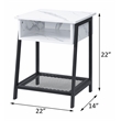 ACME Taurus Rectangle Faux Marble Top Accent Table in White and Black