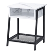 ACME Taurus Rectangle Faux Marble Top Accent Table in White and Black