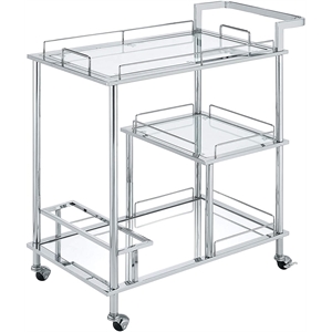 acme splinter glass tier shelves serving cart with wheels in clear and chrome