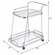 ACME Aegis 2 Glass Tier ShelvesServing Cart with Wheels in Clear and Chrome