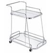 ACME Aegis 2 Glass Tier ShelvesServing Cart with Wheels in Clear and Chrome