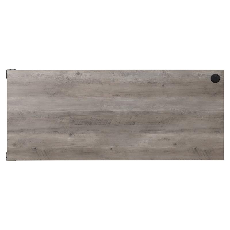 ACME Zakwani Wooden Storage Writing Desk with 2 Barn Doors in Gray Oak and Black