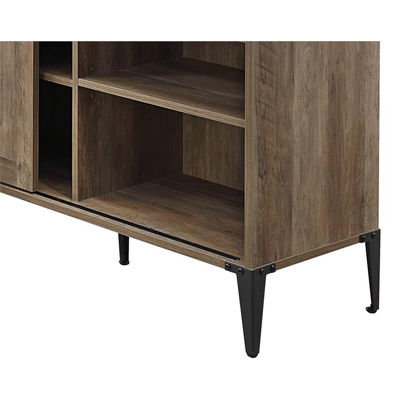 ACME Zakwani Wooden Storage Writing Desk in Rustic Oak and Black
