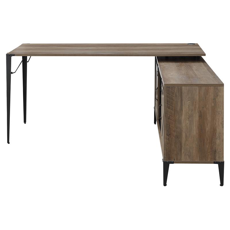 ACME Zakwani Wooden Storage Writing Desk in Rustic Oak and Black