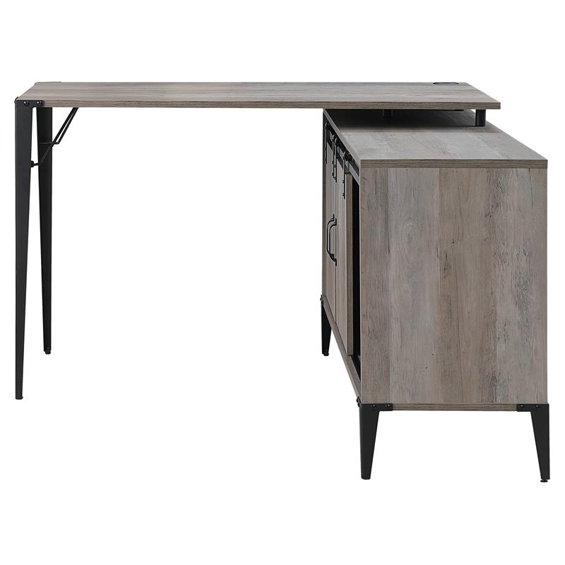 ACME Zakwani Wooden Writing Desk with Storage in Gray Oak and Black