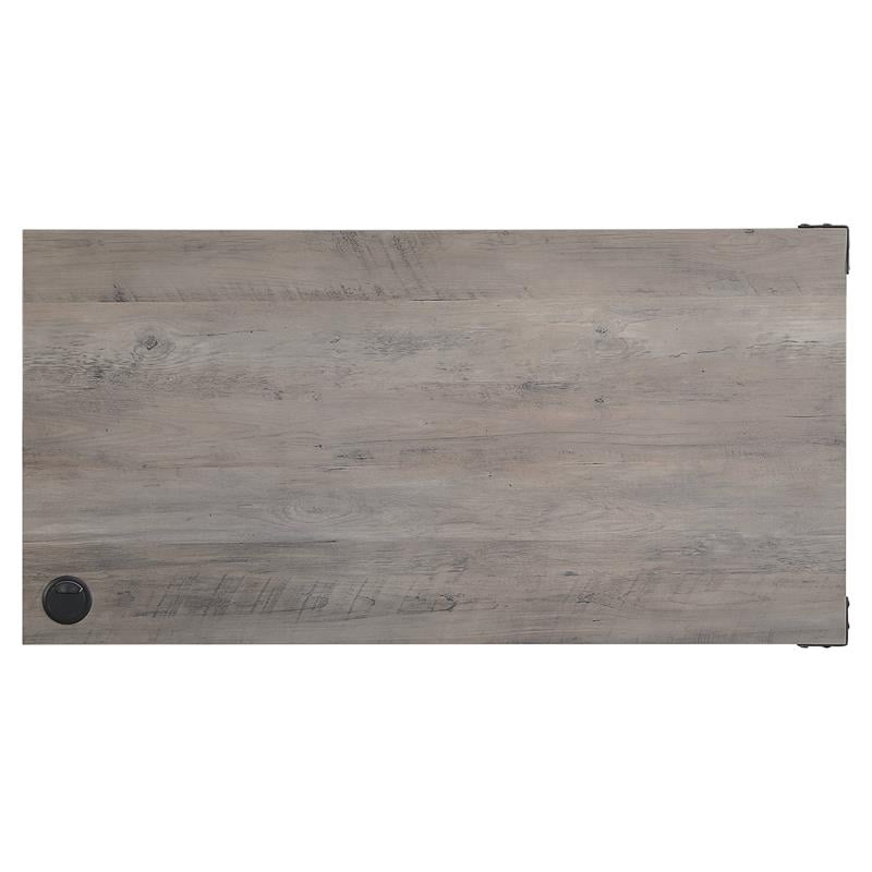 ACME Zakwani Wooden Writing Desk with Storage in Gray Oak and Black