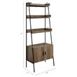ACME Zakwani Wooden Ladder Bookshelf with Cabinet in Rustic Oak and Black