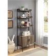 ACME Zakwani Wooden Ladder Bookshelf with Cabinet in Rustic Oak and Black
