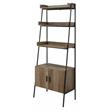 ACME Zakwani Wooden Ladder Bookshelf with Cabinet in Rustic Oak and Black