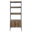 ACME Zakwani Wooden Ladder Bookshelf with Cabinet in Rustic Oak and Black