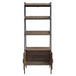ACME Zakwani Wooden Ladder Bookshelf with Cabinet in Rustic Oak and Black