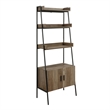 ACME Zakwani Wooden Ladder Bookshelf with Cabinet in Rustic Oak and Black