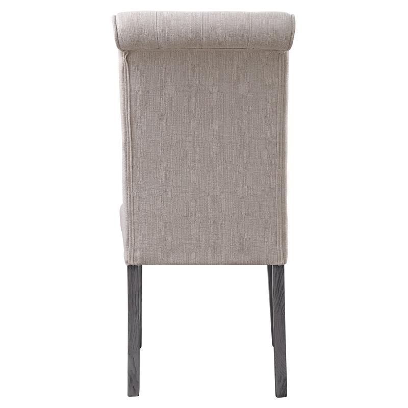 ACME Yabeina Linen Fabric Upholstery Side Chair in Beige and Gray Set of 2