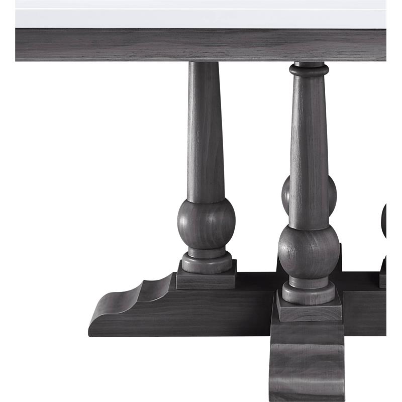 ACME Yabeina Artificial Marble Square Top Dining Table in White and Gray Oak