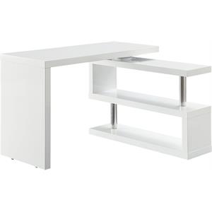acme buck ii wooden storage writing desk with swivel in white high gloss