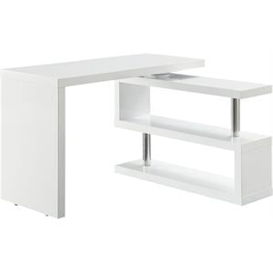 acme buck ii wooden storage writing desk in white high gloss