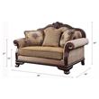 ACME Chateau De Ville Fabric Loveseat with 3 Pillows in Beige and Espresso