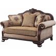ACME Chateau De Ville Fabric Loveseat with 3 Pillows in Beige and Espresso