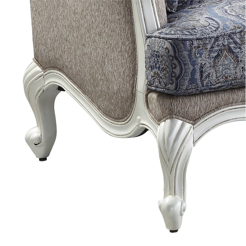 ACME Ciddrenar Fabric Tufted Sofa with 5 pillows in White