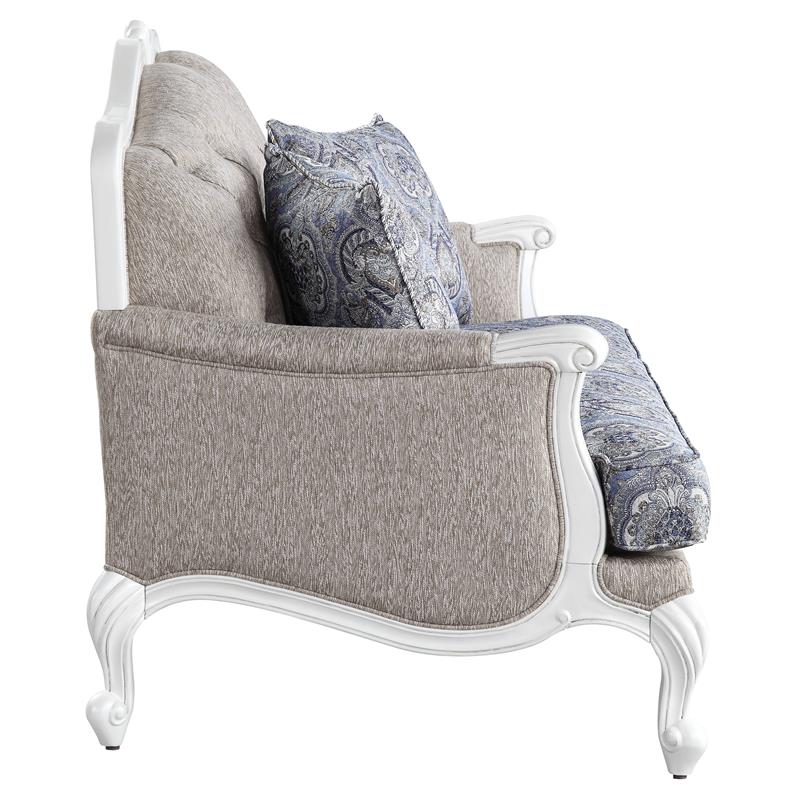 ACME Ciddrenar Button Tufted Fabric Upholstered Loveseat in White