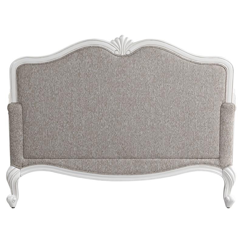 ACME Ciddrenar Button Tufted Fabric Upholstered Loveseat in White